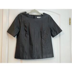 Milly Blouse Womens Size 8 Black Lambs Leather Dressy Holidays Office Siren